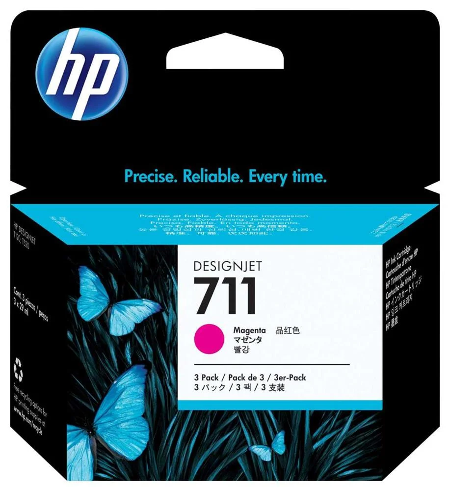 Hp 711 - 3-Pack - Dye-Based Magenta - Original - Designjet - Ink Cartridge