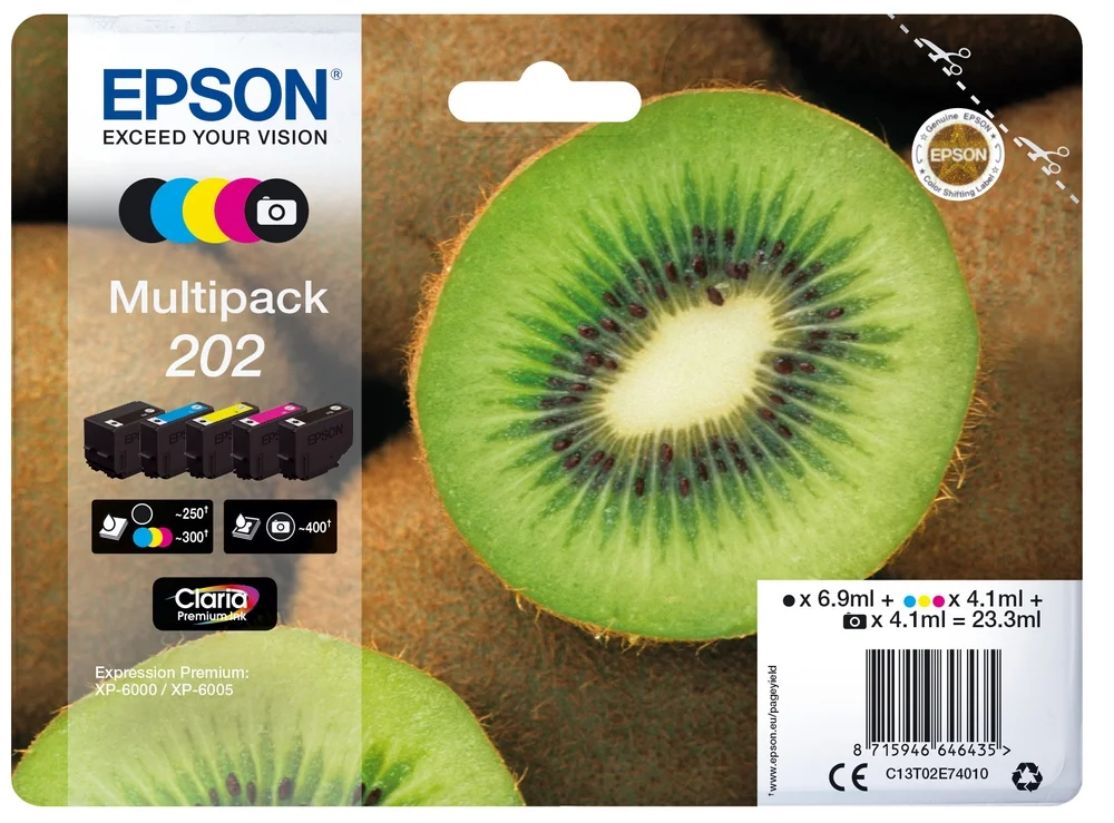 Pack 5x Tinteiros 202 Premium Xp-60xx C13t02e14010