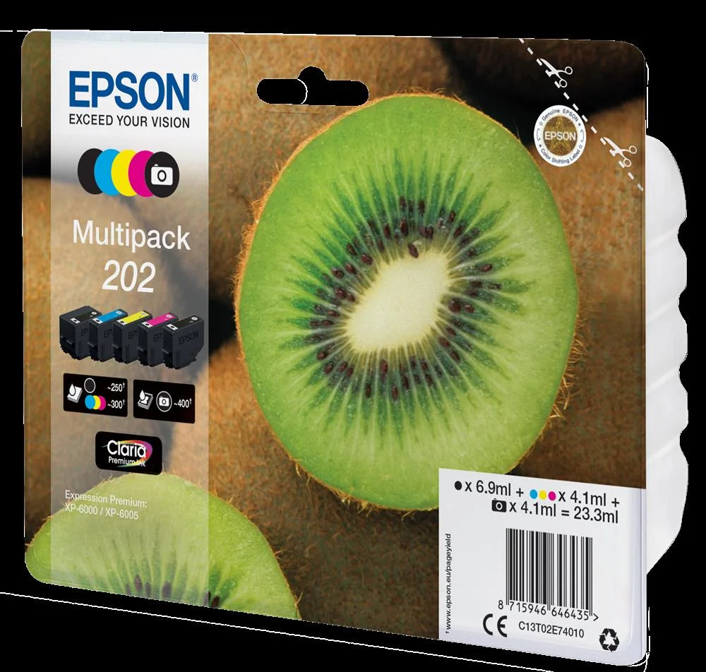 Pack 5x Tinteiros 202 Premium Xp-60xx C13t02e14010