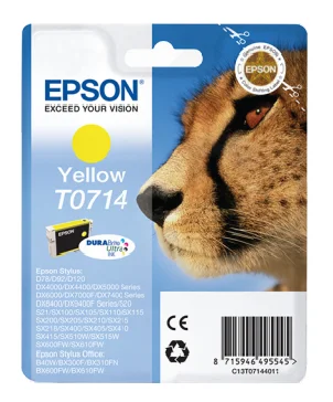 Tinteiro Epson T0714 Amarelo - B40/110, Bx3xx/600, D120, Dx74xx/84xx/9400, Sx2xx/4xx5/5xx/6xx