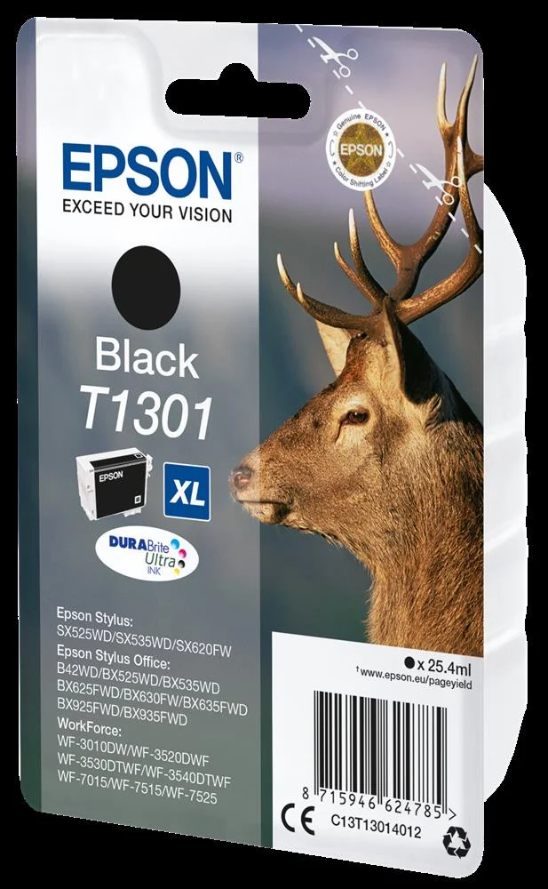 Tinteiro Epson T1301 Preto Xl - Stylus B42,Bx320/5x5/625/630/9x5,Sx5x5/620 & Wf-3010/3520/3540/7x15