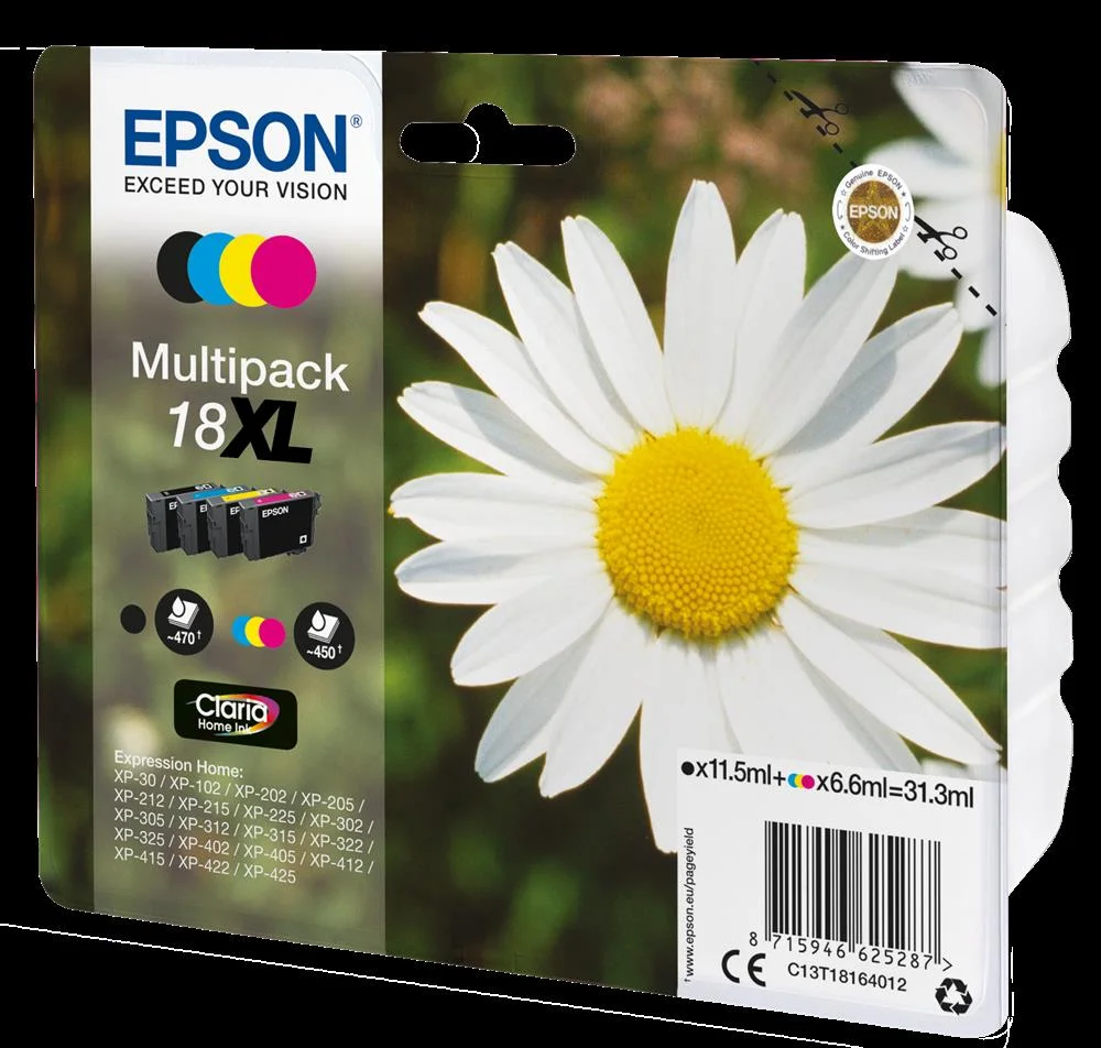 Pack Tinteiros Epson Serie 18xl Quad Xp-102/205/3.