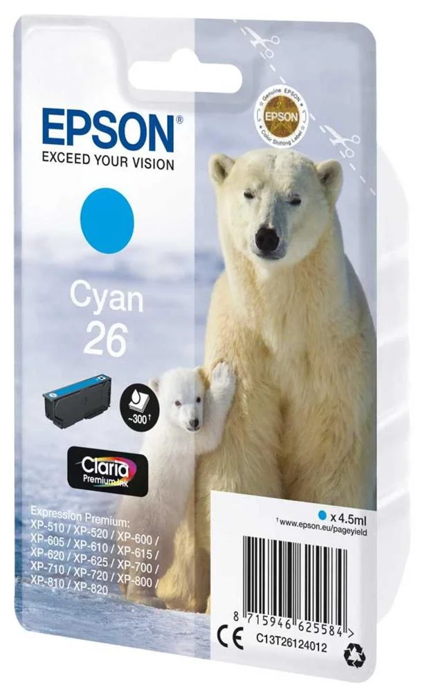 Epson Tinteiro Azul 26 Claria Premium  C/Alarme Xp-800/700/600/605/820/720/620/6