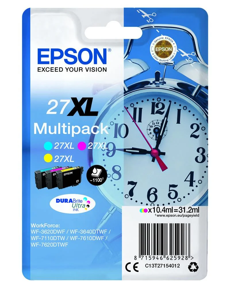 Tinteiro Epson 27 Multipack 3 Cores Xl - Wf-3620/3640/7110/7610/7620