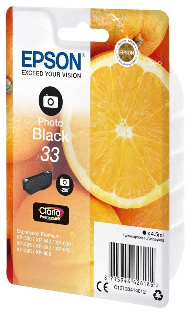 Epson Tinteiro Preto Photo 33 Claria Premium Xp-530/630/635/830