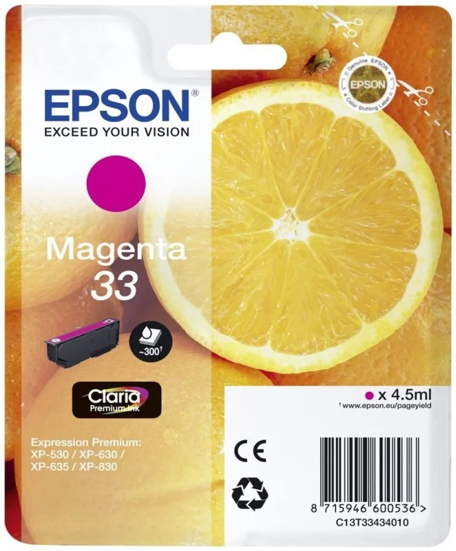 Epson Tinteiro Magenta 33 Claria Premium Xp-530/630/635/830