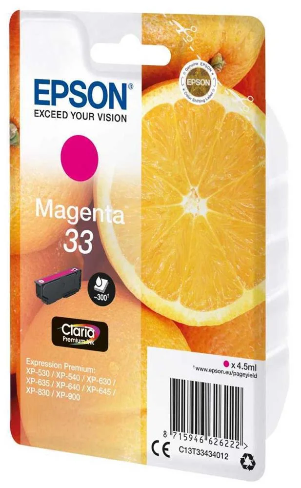 Epson Tinteiro Magenta 33 Claria Premium Xp-530/630/635/830