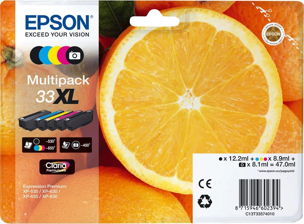 Pack 5x Tinteiros 33xl Xp-530/630/635/830