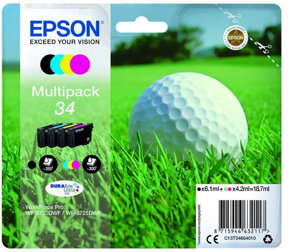 Pack 4x Tinteiros Serie 34 Wf-3720/3725 - Epson