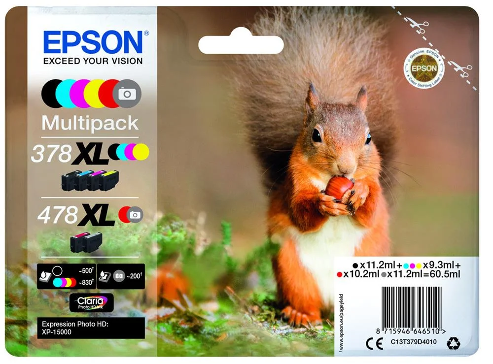 Tinteiro Epson 378+478 Multipack 6 Cores Xl - Expression Phpoto Xp-15000