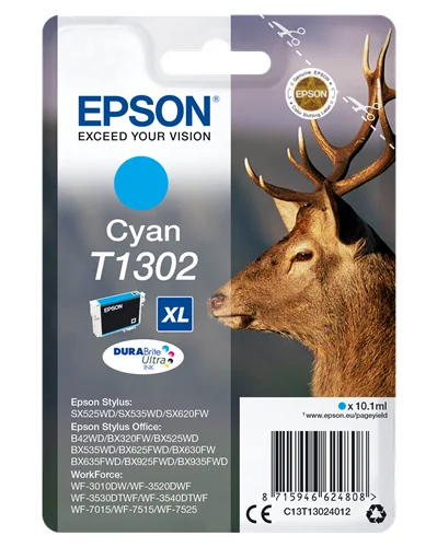 Tinteiro Epson T1302 Ciano Xl - Stylus B42,Bx320/5x5/625/630/9x5,Sx5x5/620 & Wf-3010/3520/3540/7x15