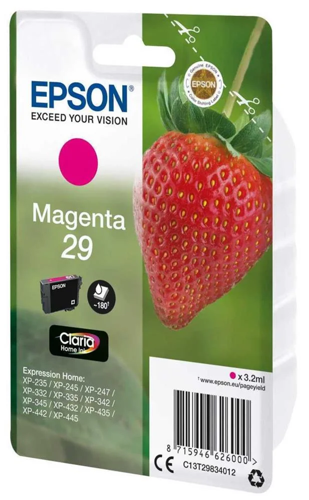Tinteiro Epson 29 Magenta + Alarme Rf - Expression Home Xp-255/257/352/355/452/455