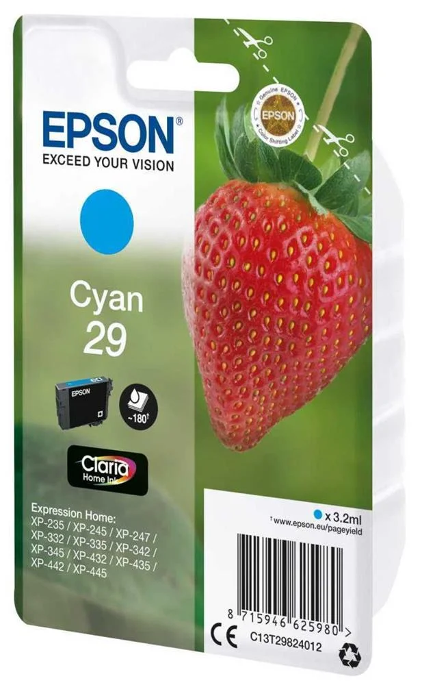 Tinteiro Epson 29 Ciano + Alarme Rf - Expression Home Xp-255/257/352/355/452/455