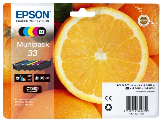 Pack 5x Tinteiros 33 Claria Premium Ink - Epson