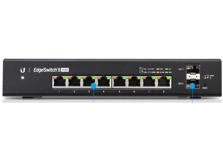 Switch de Redes Edge 8 Portas Gerido L2/L3 10/100/1000 Mbps - Ubiquiti