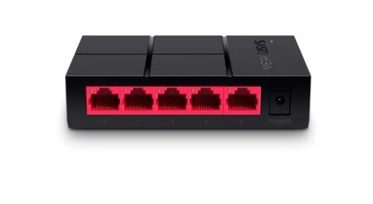 Switch Mercusys 5-Port 10/100/1000m Mini Desktop Switch, 5 10/100/1000m Rj45 Ports, Plastic Case