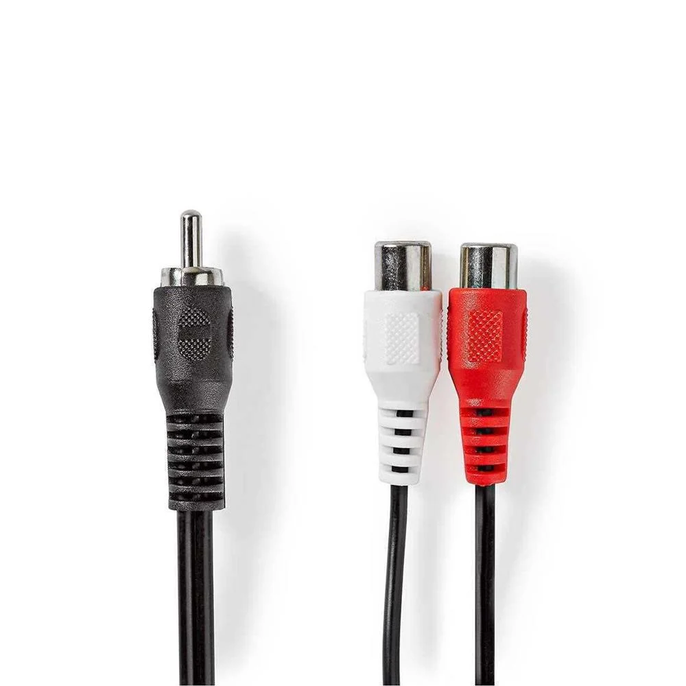 Cabo Subwoofer  Rca Macho  2x Rca Hembra  0.20m  5.0 X 2.5mm  Preto