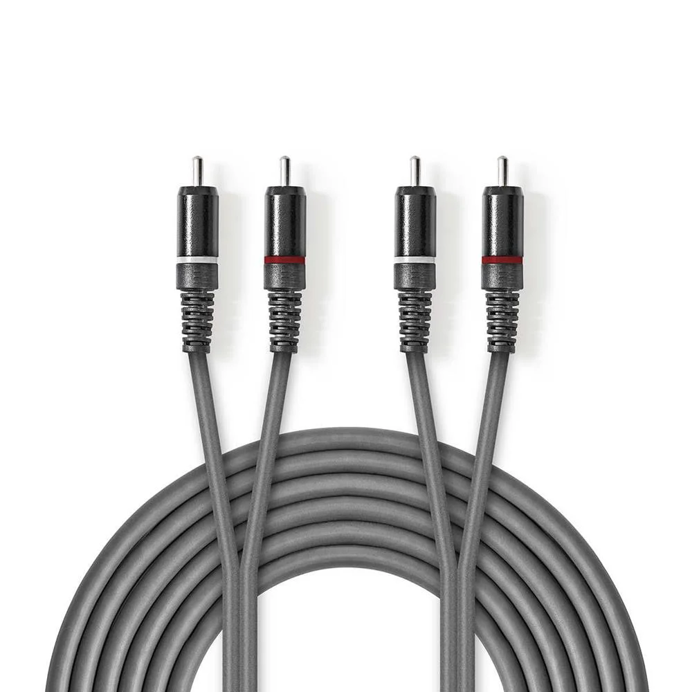 Cabo 2x Rca Macho - 2x Rca Macho 1.5m Cinza