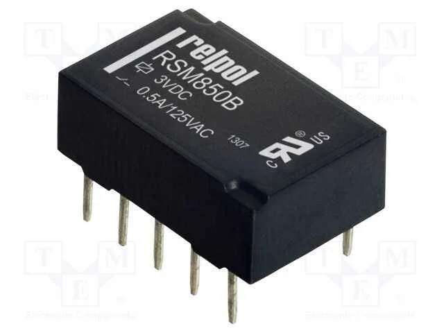 Relé: Eletromagnético, Dpdt, Ubobina : 3vdc, 2a, 0,5a/125vac, Pcb