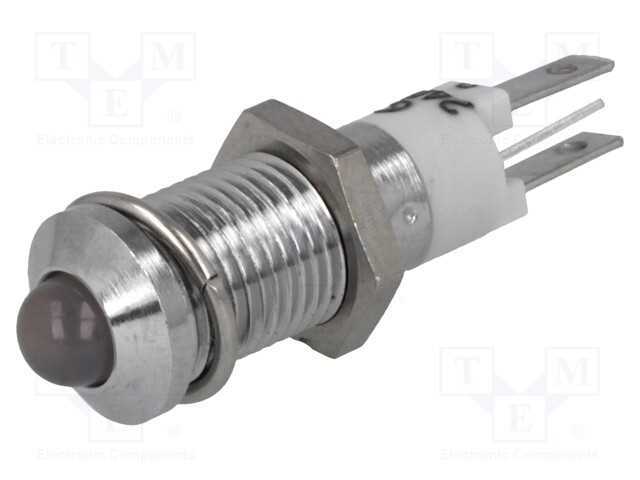 Luz Indicadora LED Convexa 24-28VDC Ø8.2mm Metal