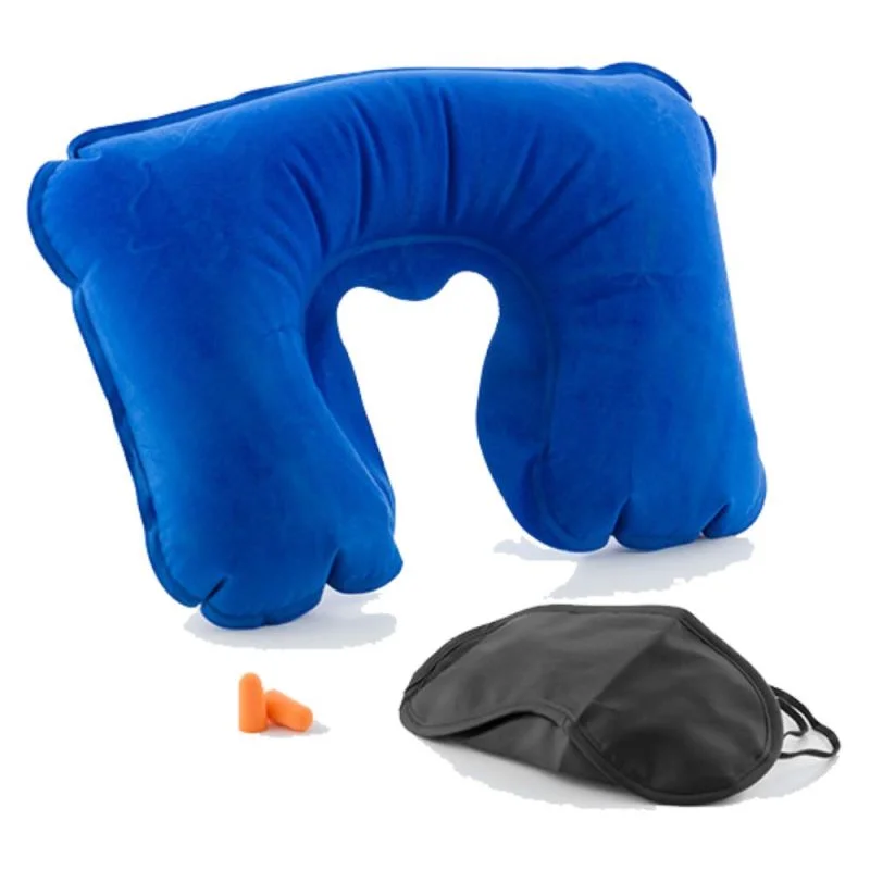 Almofada de Pescoço Inflavel para Viagem Azul