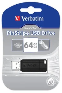 Usb-Stick  64gb Verbatim 2.0 Pin Stripe Black Retail