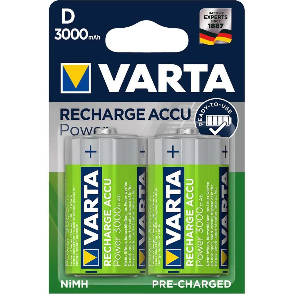 Pilhas Varta Recarregável Accu Power D - Lr20 3000ma (Blíster 2 Unid.) Ø34,2x61,5mm