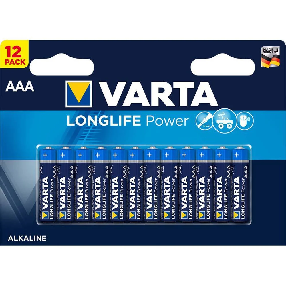 Pilha Varta Alcalina Longlife Power AAA - Lr03 (Blíster 12 Unid.) Ø10,5x44,5mm