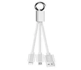 Cabo Usb para Micro Usb 5p+Lighting 8p Metal 15cm