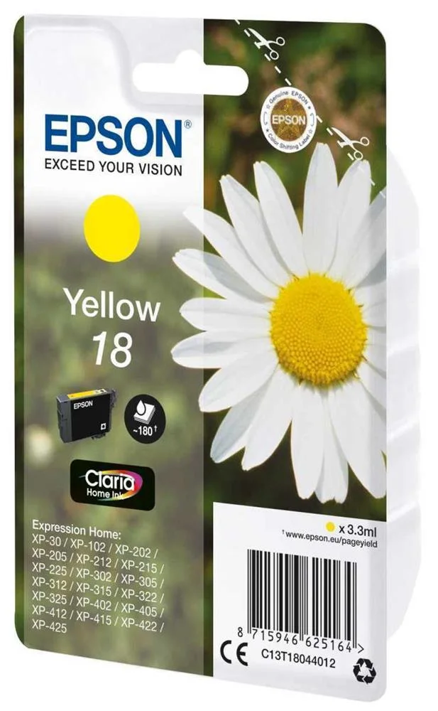 Epson Tinteiro Amarelo 18 Xp102/Xp205/Xp305/Xp405 C/Alarme