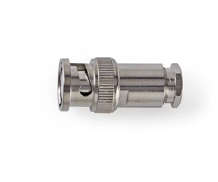 Conector Bnc  Reto  Macho  50 Ohm  Aparafusado  Diâmetro de Entrada do Cabo  5mm  Prata