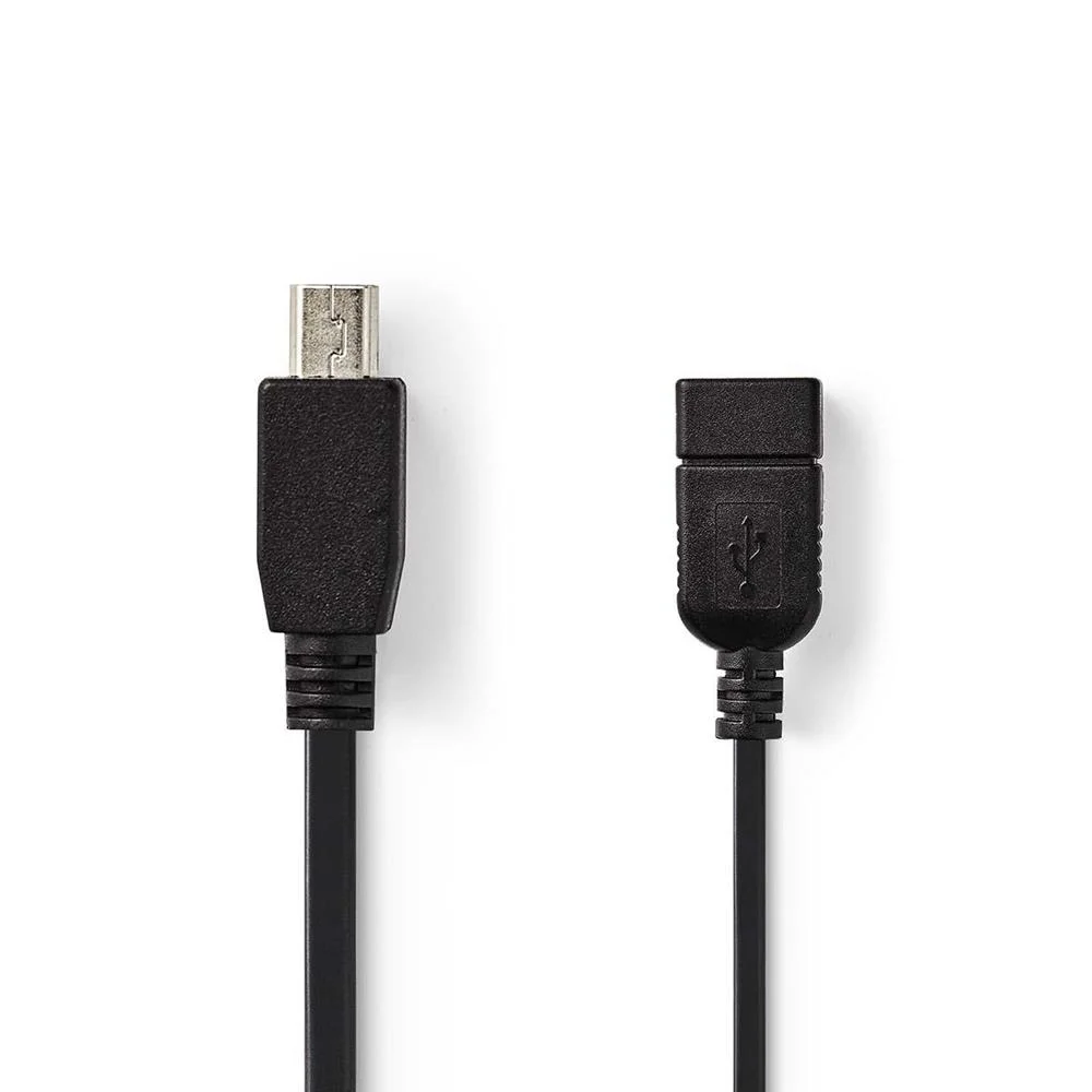 Adaptador Micro-B Usb | Usb 2.0 | Mini 5-Pin Macho | Usb-A Hembra | 480 Mbps | Otg | 0.20 M | Plano 