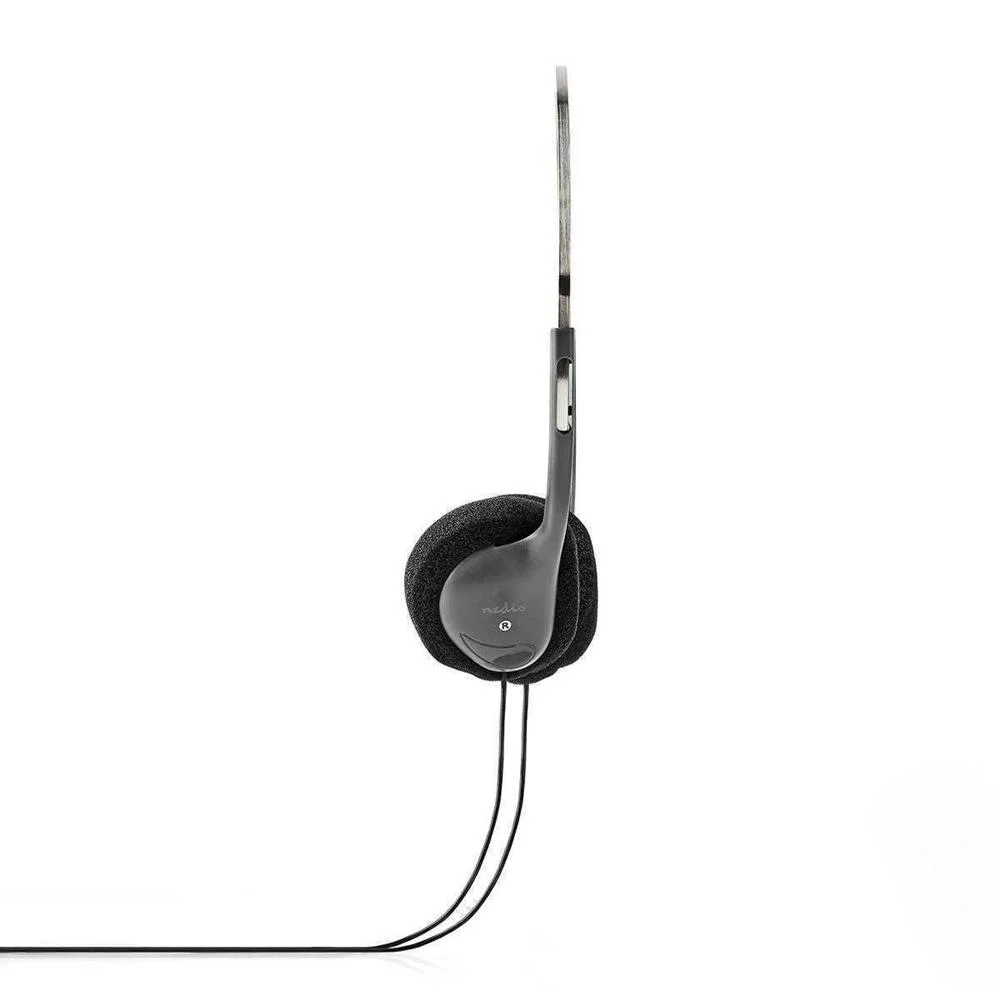Fita para a Cabeça Auscultadores com Cabo  3,5mm  Comprimento do Cabo  1,20m  Preto