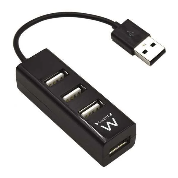 Ewent EW1123 Mini HUB 4 portas Preto