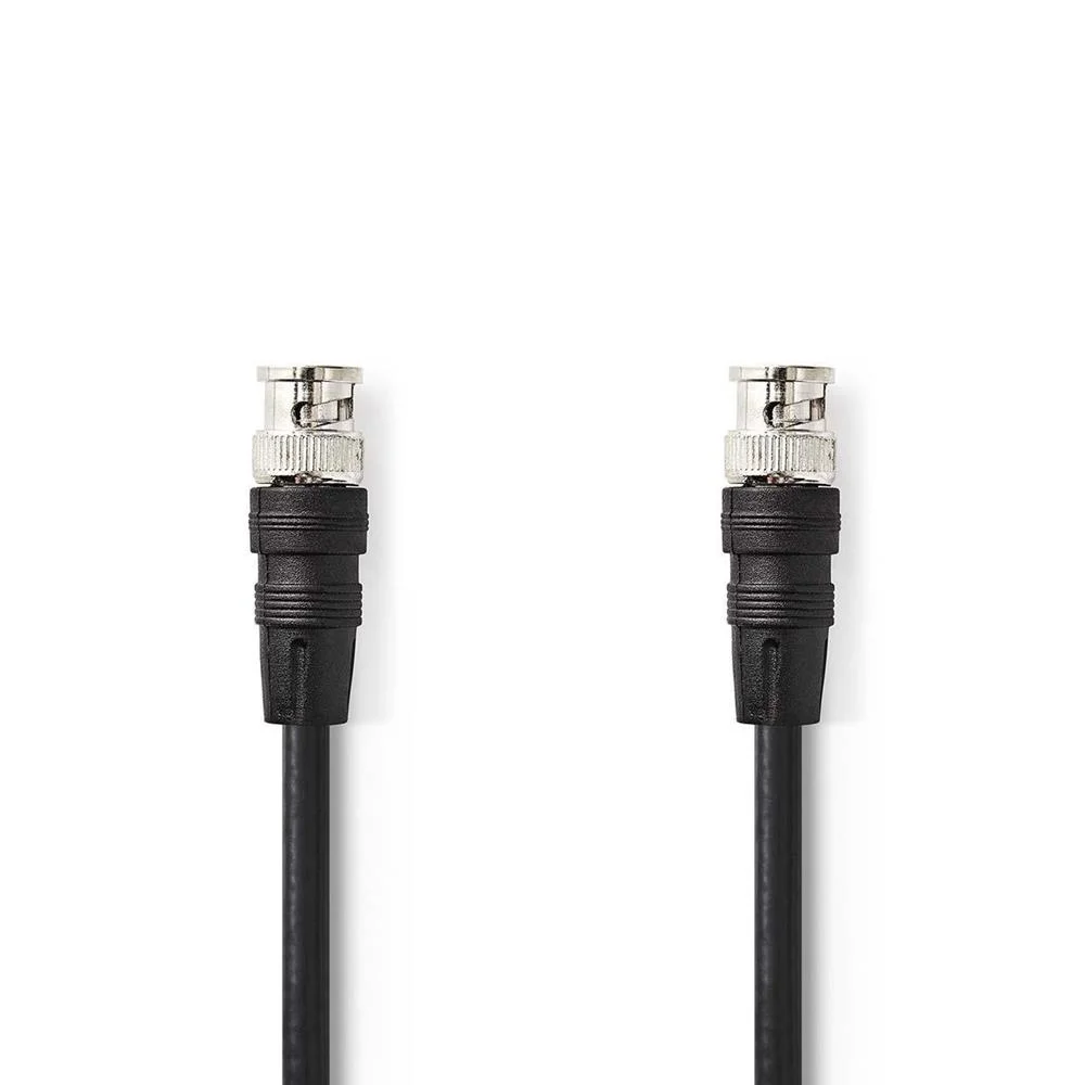 Cable de Vídeo Bnc | Bnc Macho | Bnc Macho | Niquelado | 75 Ohm | 1.00 M | Redondo | Pvc | Negro | B