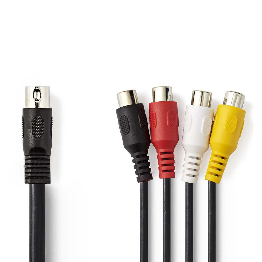 Cabo De Áudio Din De 5p Macho - 4x Rca Fêmea