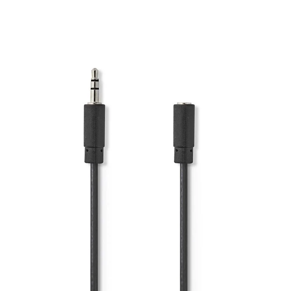 Cabo de Áudio Stereo  Macho de 3,5mm  Fêmea de 3,5mm  3 M  Preto