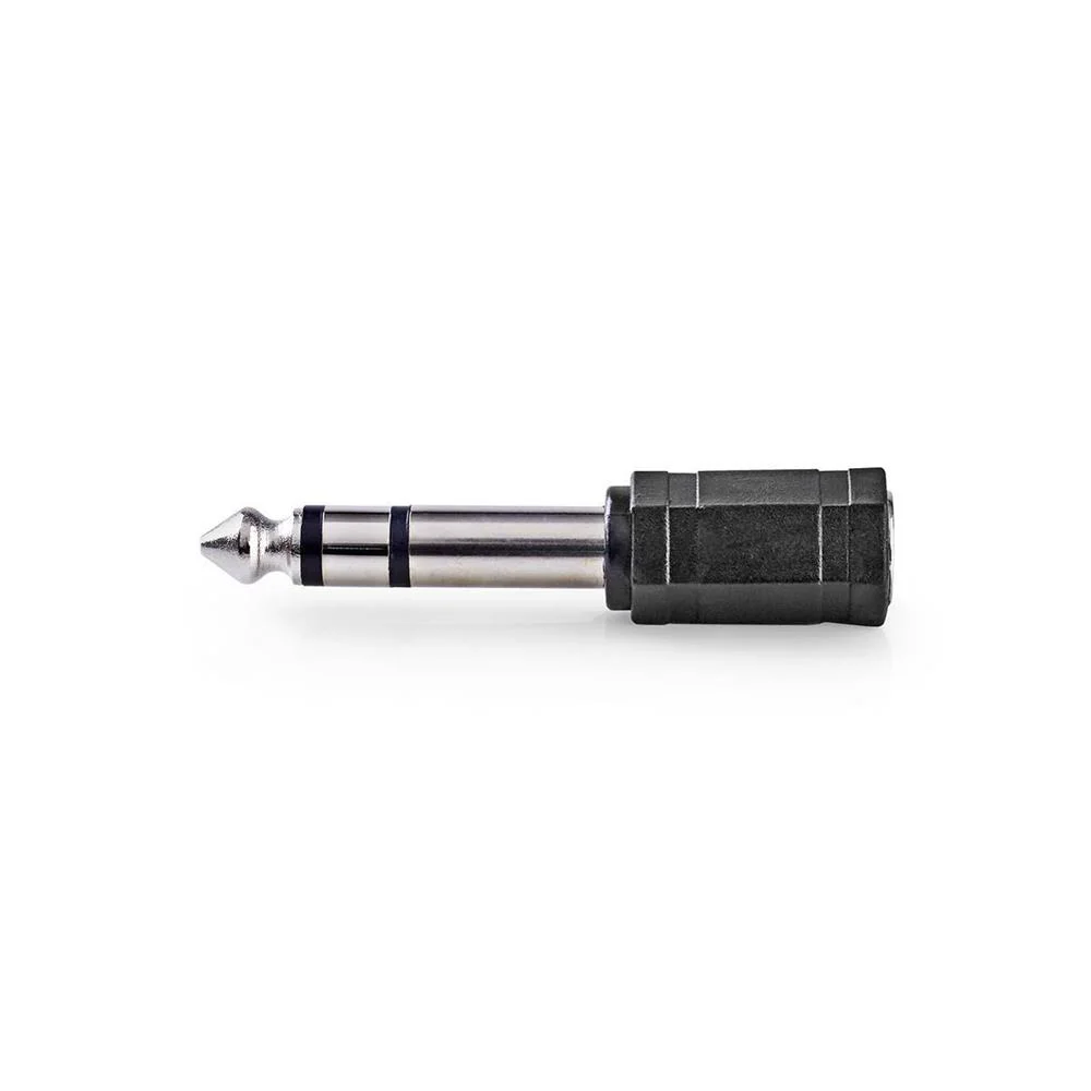 Adaptador de Audio Estéreo | 6,35 Mm Macho | 3.5 Mm Hembra | Niquelado | Recto | Abs | Negro | 1 Uds