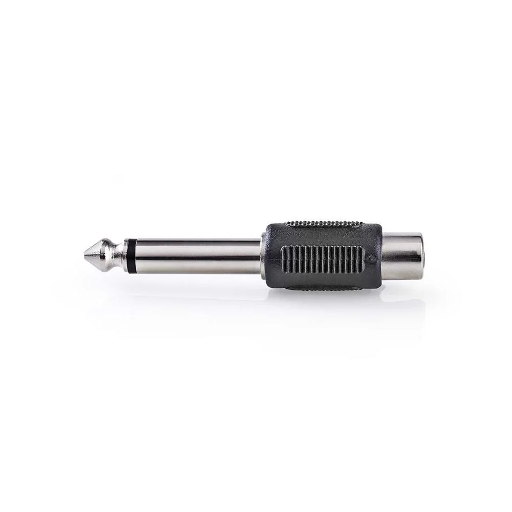 Adaptador de Audio Mono | 6,35 Mm Macho | Rca Hembra | Niquelado | Recto | Abs | Negro | 1 Uds. | Ca