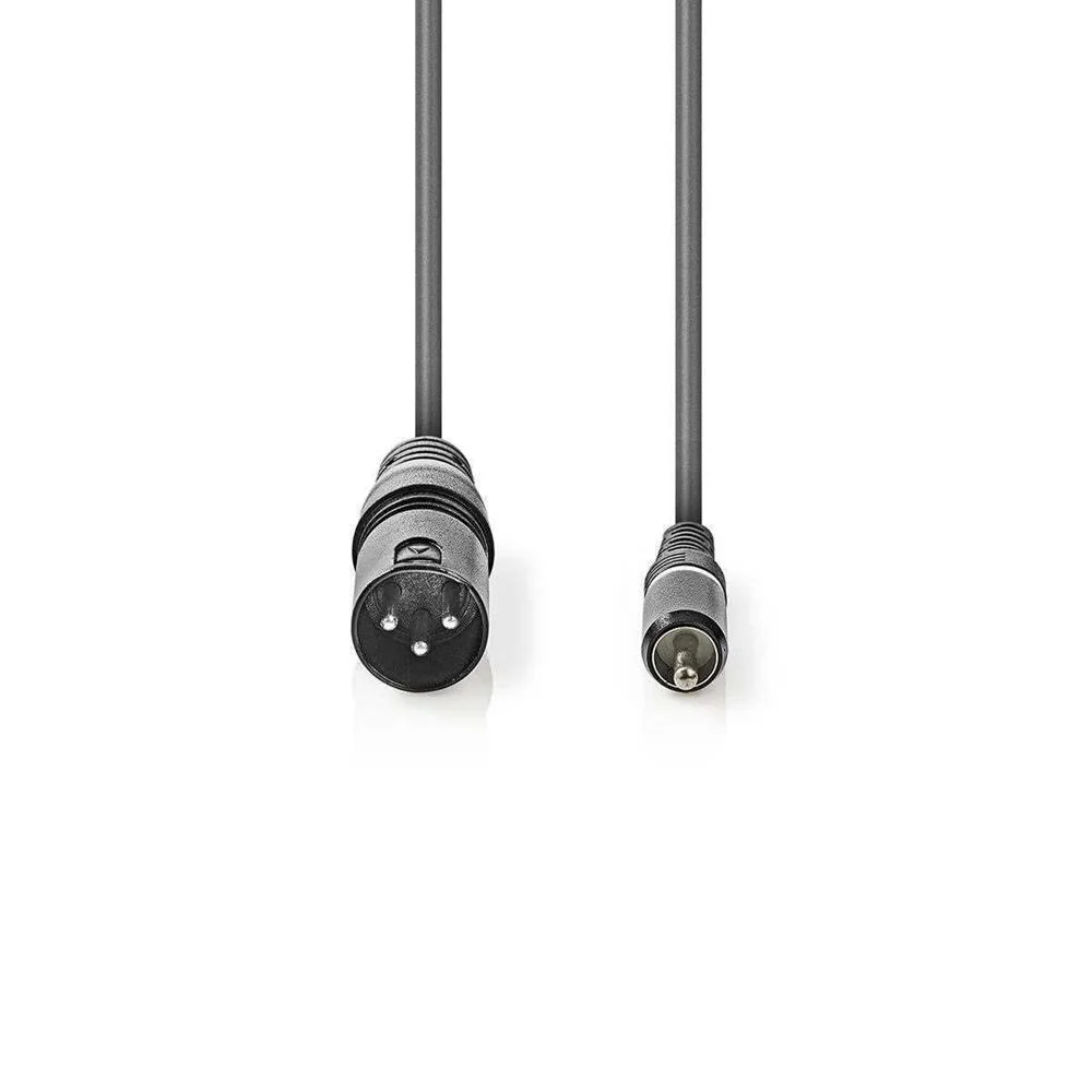 Cable de Audio Desbalanceado | Xlr 3 Pines Macho | Rca Macho | Niquelado | 3.00 M | Redondo | Pvc | 