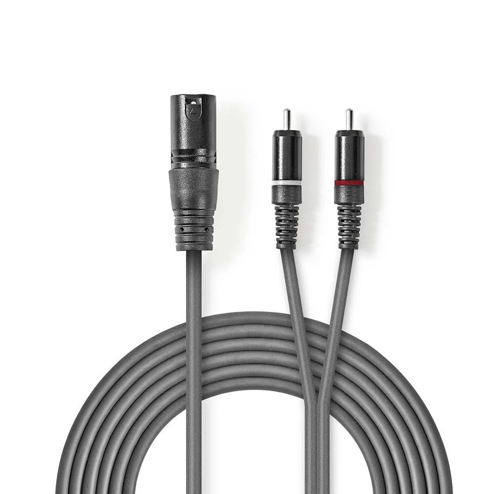 Cabo De Áudio Xlr 3 Pin Xlr Macho - 2x Macho Rca