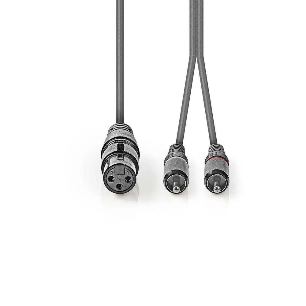 Cabo de áudio XLR fêmea para 2x RCA Macho - 1,5 m