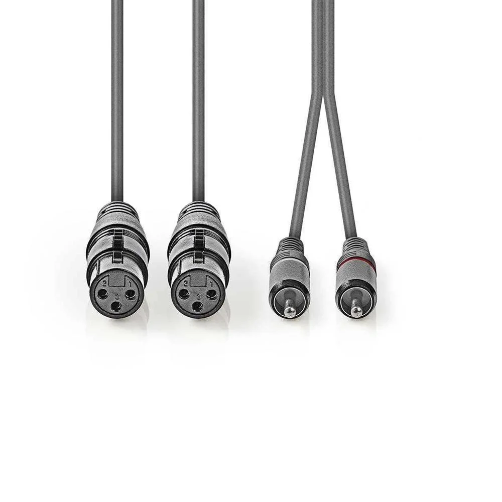 Cable de Audio Balanceado | 2x Xlr 3 Pines Hembra | 2x Rca Macho | Niquelado | 1.50 M | Redondo | Pv