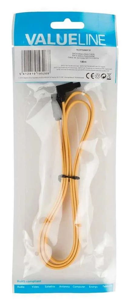 Cable de Datos Sata 6gb/S, Sata 7-Pines Hembra Con Bloqueo - Sata 7-Pines Hembra Con Bloqueo, Con Án