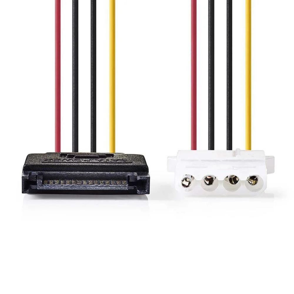 Cabo de Alimentação Interna  Molex Macho  2x Sata 15-Pinos Fêmea  0,15 M  Multicolorido