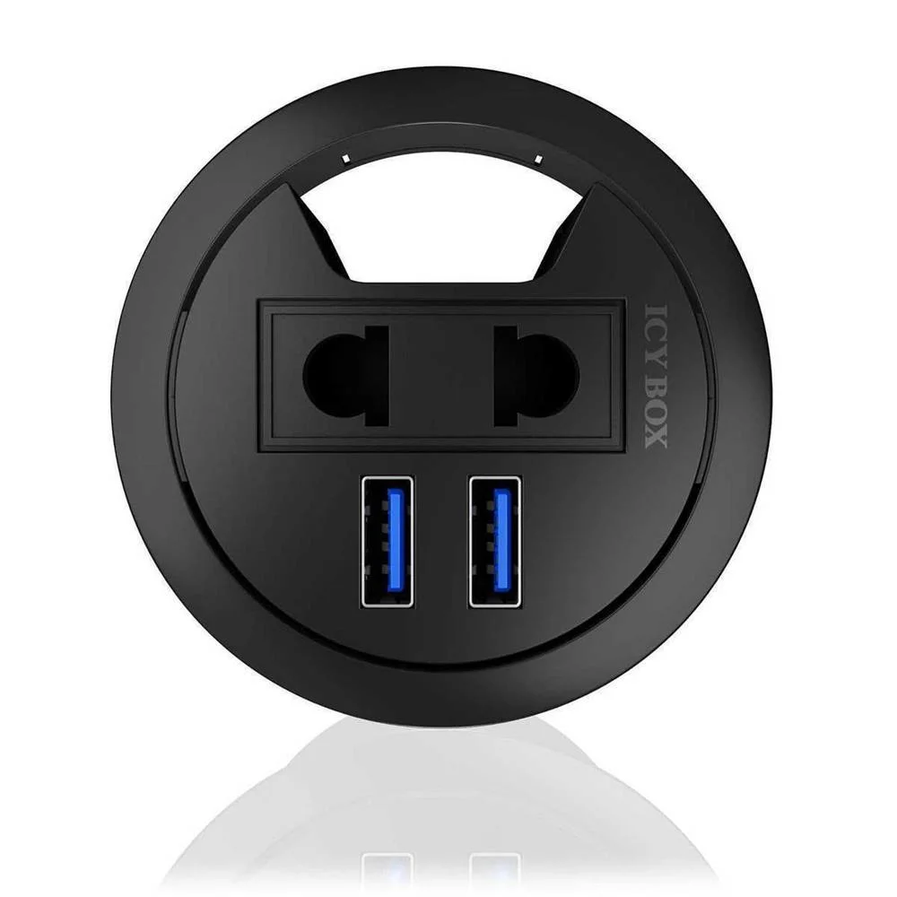 Hub 2-Port 1x 230 V (Eu/Us) En El Escritorio Negro