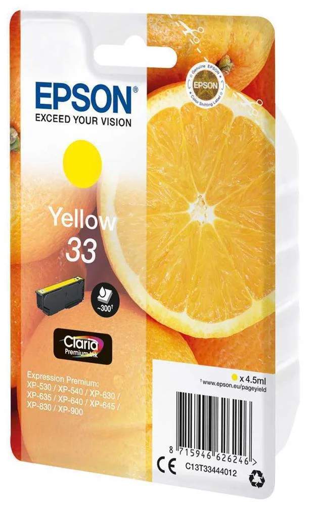 Epson Tinteiro Amarelo 33 Claria Premium Xp-530/630/635/830