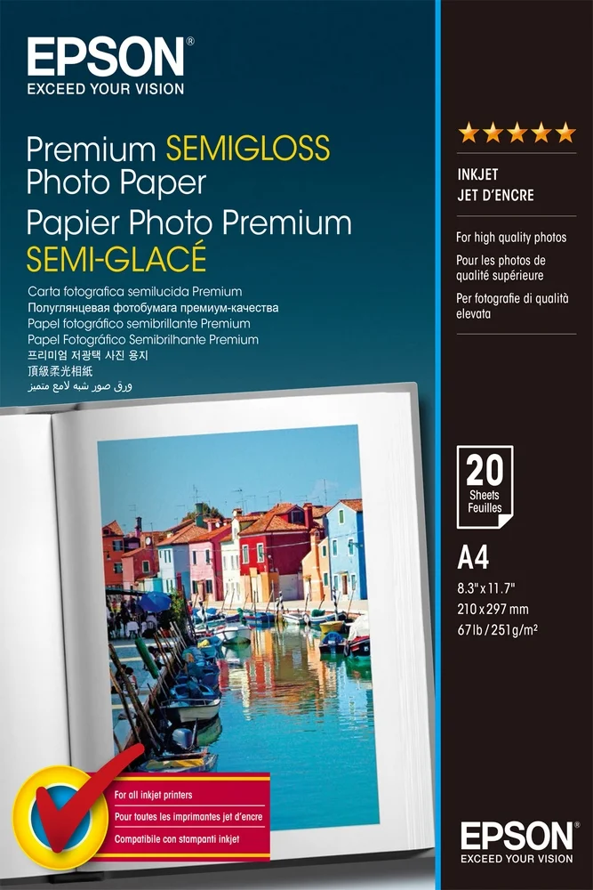 Epson Premium Semigloss Photo a 4, 251 G, 20 Folhas   S 041332