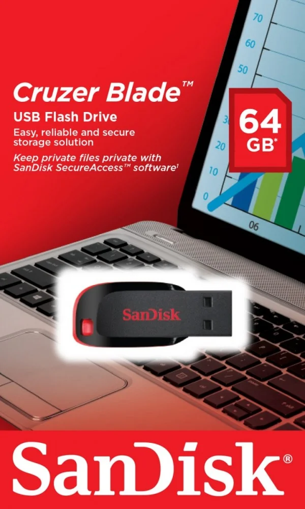 Sandisk Cruzer Blade 64gb Usb 2.0 Negro, Rojo Uni.