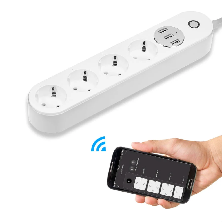 Bloco Tomada 2m Wi-Fi 4x1 3 Porta Usb Android/Ios